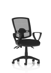 Eclipse Plus III Deluxe Medium Mesh Back Task Operator Office Chair Black Seat With Loop Arms - KC0400 DD