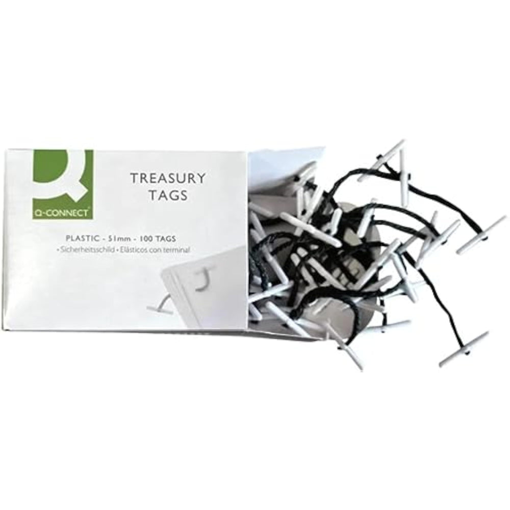 Q-Connect 51mm Green Plastic Ended 100 Treasury Tags