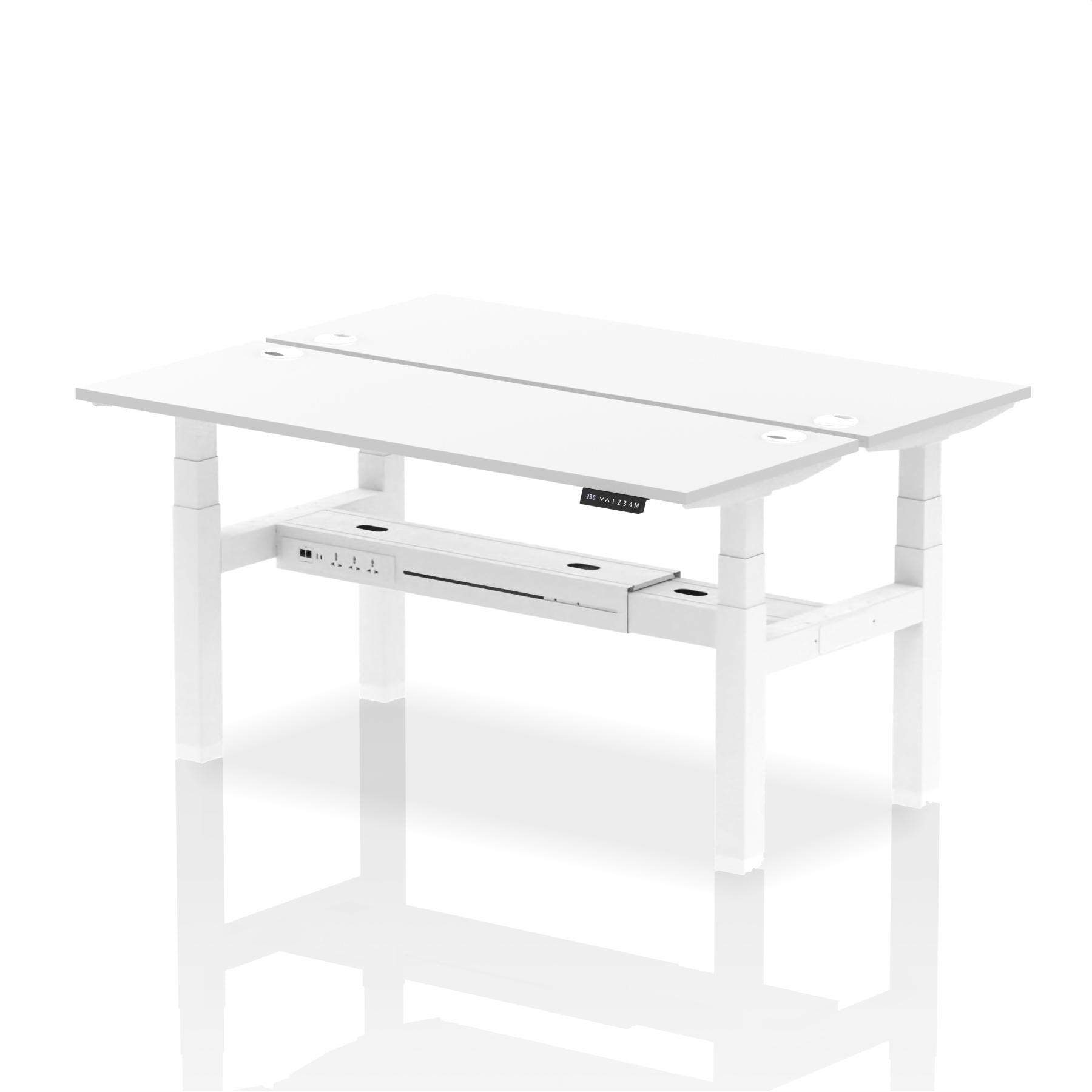 Dynamic Air Back-to-Back W1600 x D600mm Height Adjustable Sit Stand 2 Person Bench Desk With Cable Ports White Finish White Frame - HA02212 DD