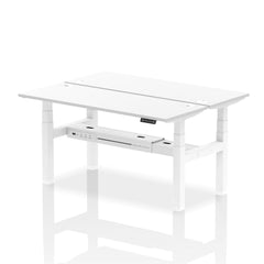 Dynamic Air Back-to-Back W1600 x D600mm Height Adjustable Sit Stand 2 Person Bench Desk With Cable Ports White Finish White Frame - HA02212 DD