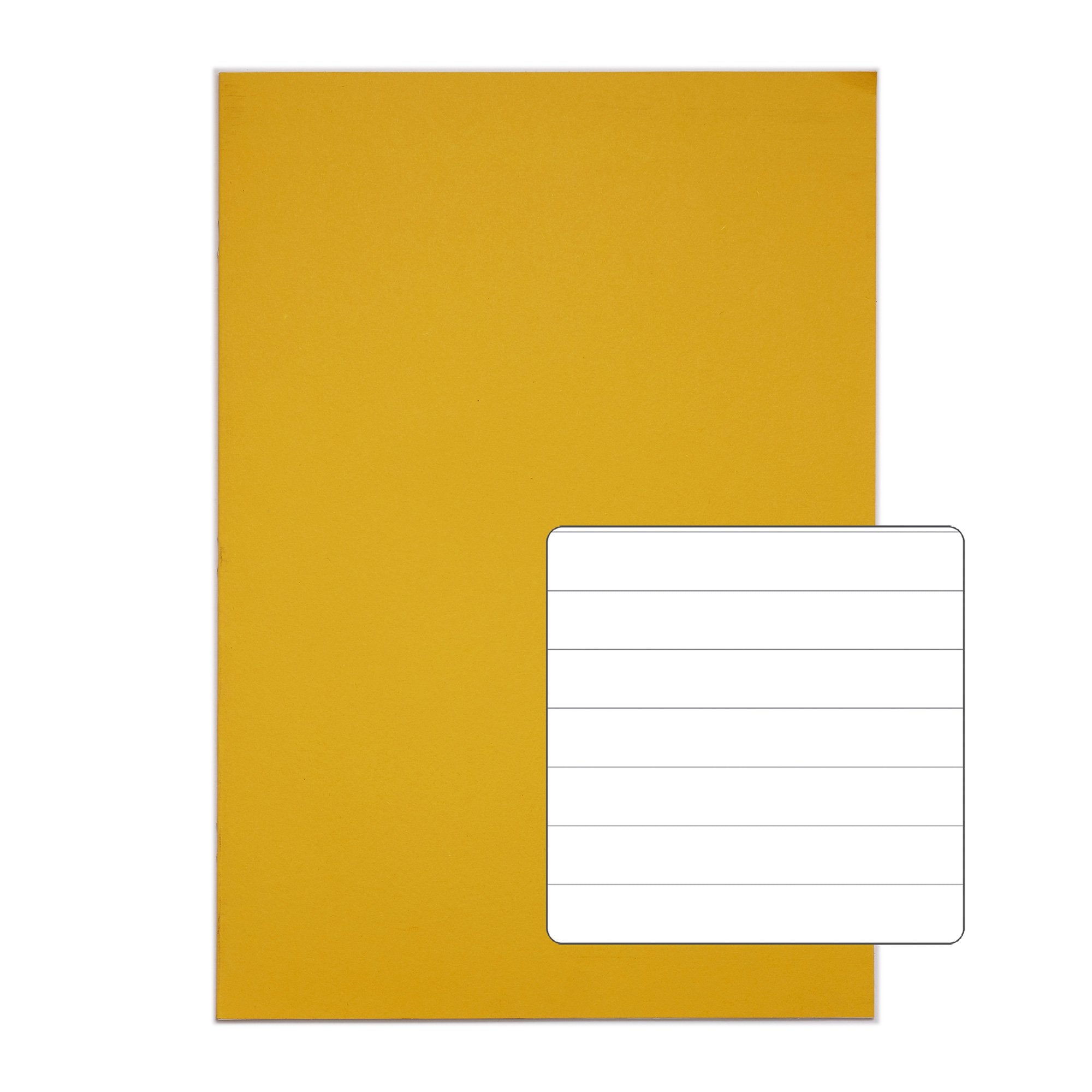 Rhino 13 x 9  A4+ Oversized Exercise Book 40 Page Feint Ruled 12mm Yellow (Pack 100) - VDU024-200-0 DD