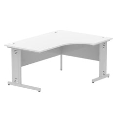 Dynamic Impulse 1600mm Left Crescent Desk White Top Silver Cable Managed Leg I000491 DD