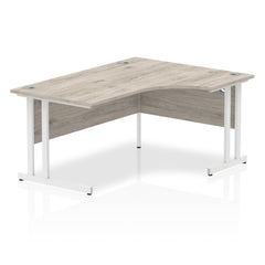 Impulse 1600mm Right Crescent Desk Grey Oak Top White Cantilever Leg I003527 DD