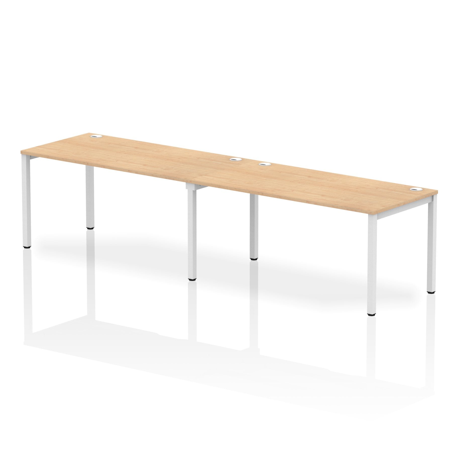 Impulse Single Row 2 Person Bench Desk W1600 x D800 x H730mm Maple Finish White Frame - IB00312 DD
