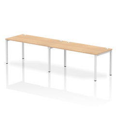 Impulse Single Row 2 Person Bench Desk W1600 x D800 x H730mm Maple Finish White Frame - IB00312 DD