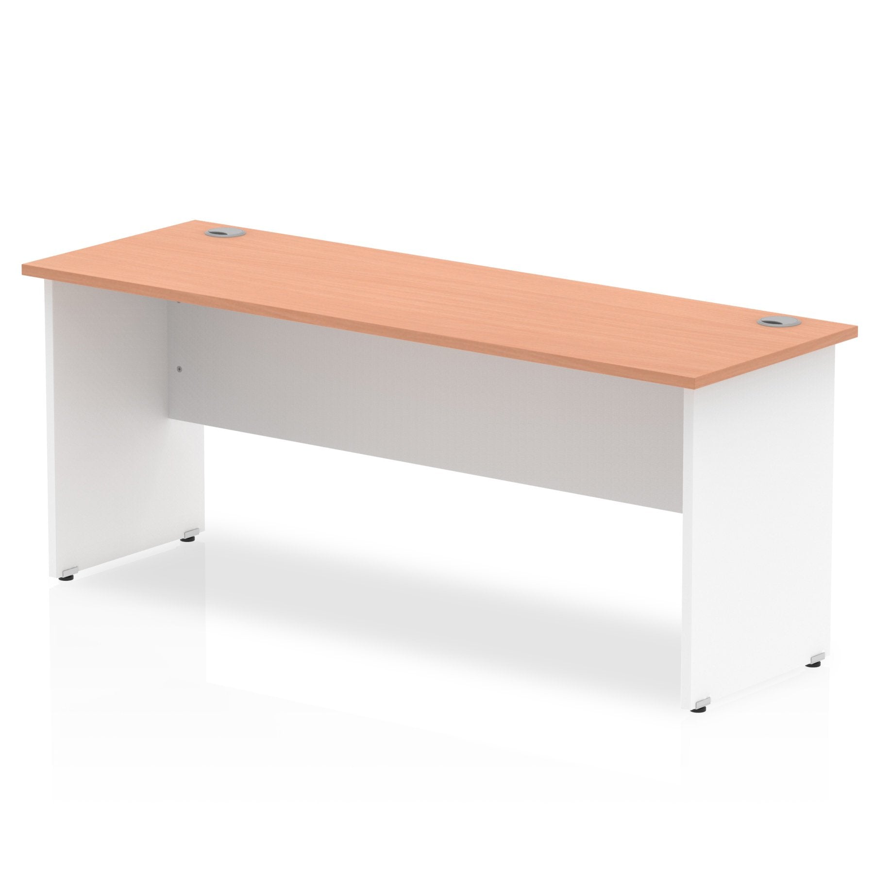 Impulse Straight Office Desk W1800 x D600 x H730mm Panel End Leg Beech Finish White Frame - TT000105 DD