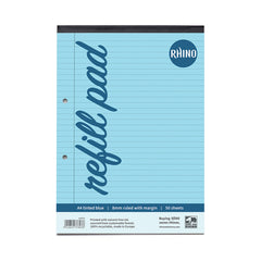 Rhino A4 Special Refill Pad 50 Leaf Feint Ruled 8mm With Margin Blue Tinted Paper (Pack 6) - HABFM-0 DD