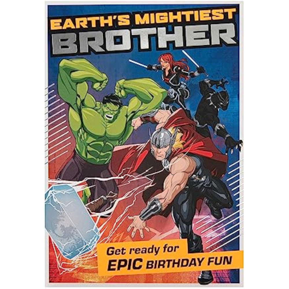 Marvel Avengers Superheroes Design with Activity Brother Birthday Card