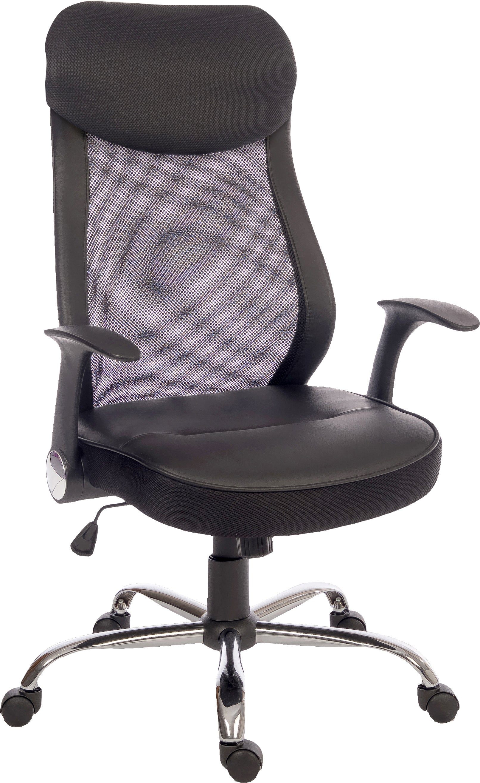 Curve Mesh Back Executive Office Chair with Soft Leather Look Seat Black - 6912 DD