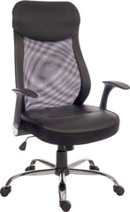 Curve Mesh Back Executive Office Chair with Soft Leather Look Seat Black - 6912 DD