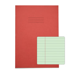 Rhino A4 Special Exercise Book 48 Page Ruled F8M Red with Tinted Green Paper (Pack 10) - EX68184G-0 DD