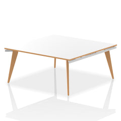 Oslo 1600mm Square Boardroom Table White Top Natural Wood Edge White Frame OSL0130 DD