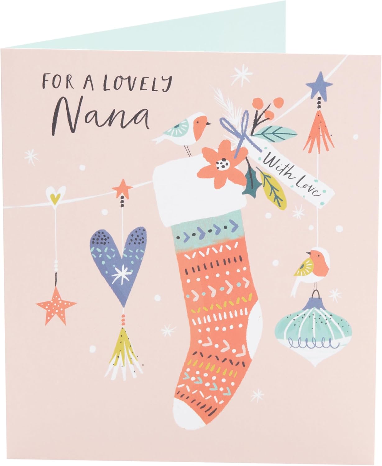 UK Greetings Christmas Card for Nana Lovely Pink Design