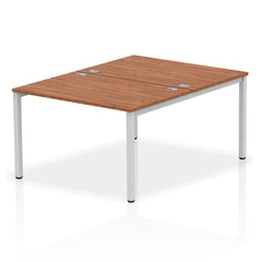 Impulse Back-to-Back 2 Person Bench Desk W1200 x D1600 x H730mm With Cable Ports Walnut Finish Silver Frame - IB00104 DD