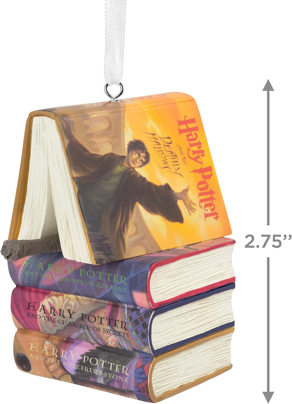 Harry Potter Stacked Books with Wand Christmas Ornament – Magical Festive Decoration