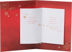 UK Greetings Christmas Card for Husband - Deep Red & Gold Design