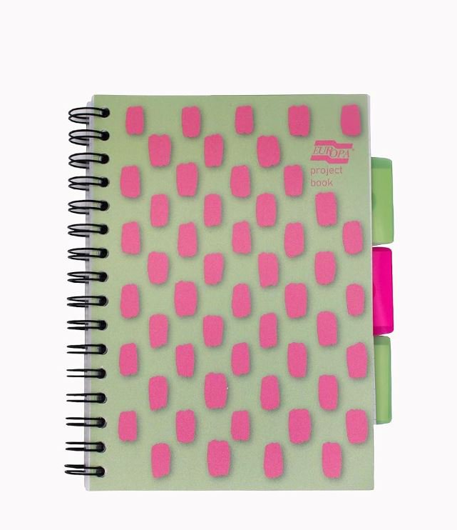 Europa Splash A5 Project Book Wirebound 200 Micro Perforated Pages 80gsm FSC Ruled Paper Punched 4 Holes Pink (Pack 3) - EU1509Z