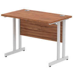 Impulse 1000 x 600mm Straight Desk Walnut Top Silver Cantilever Leg MI001909 DD