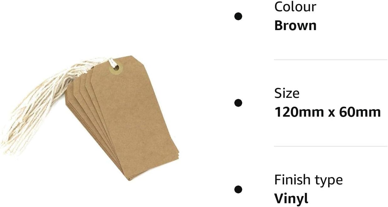County Strung Tags 120x60mm Brown (Pack of 10) – Bulk Wholesale UK