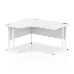 Impulse 1400mm Left Crescent Desk White Top White Cantilever Leg I003834 DD