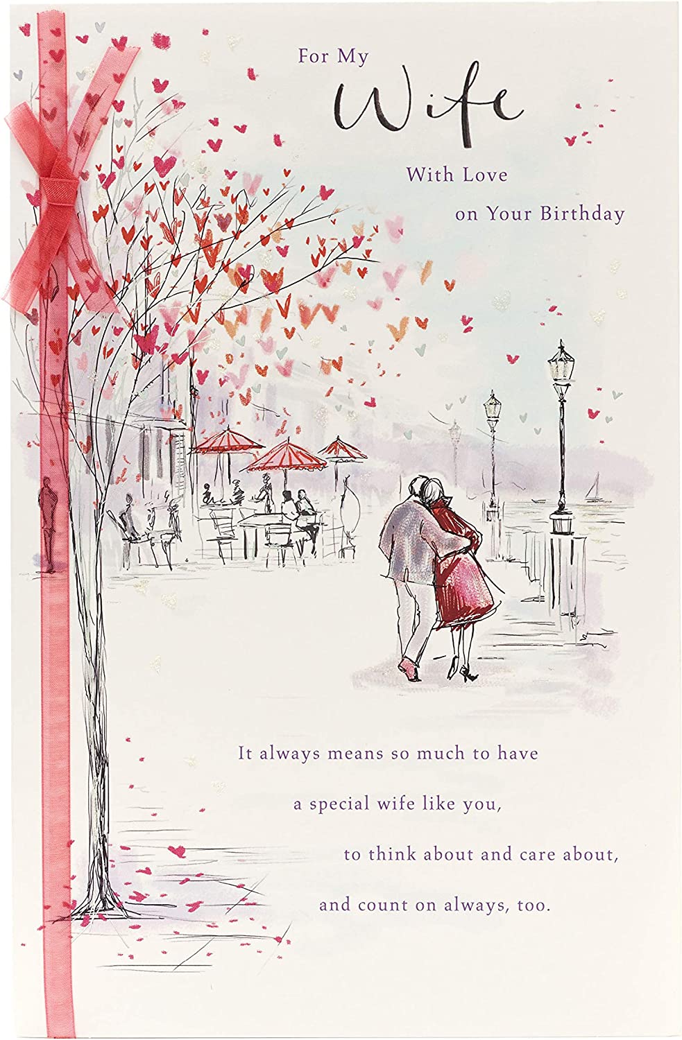 Riverside Couple Walking Luxury Wife Birthday Card