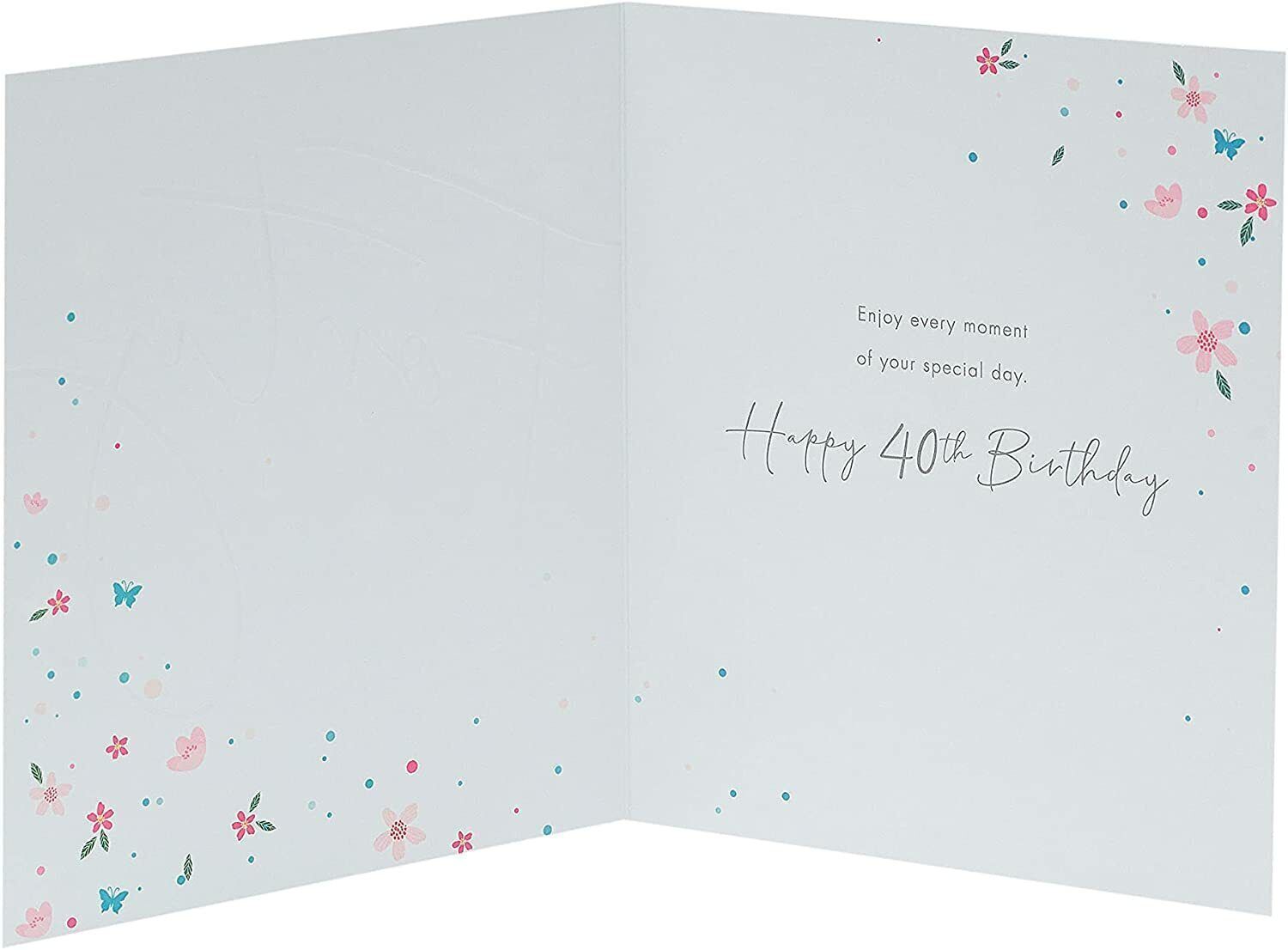 40th Birthday Card Silver Foil Lettering