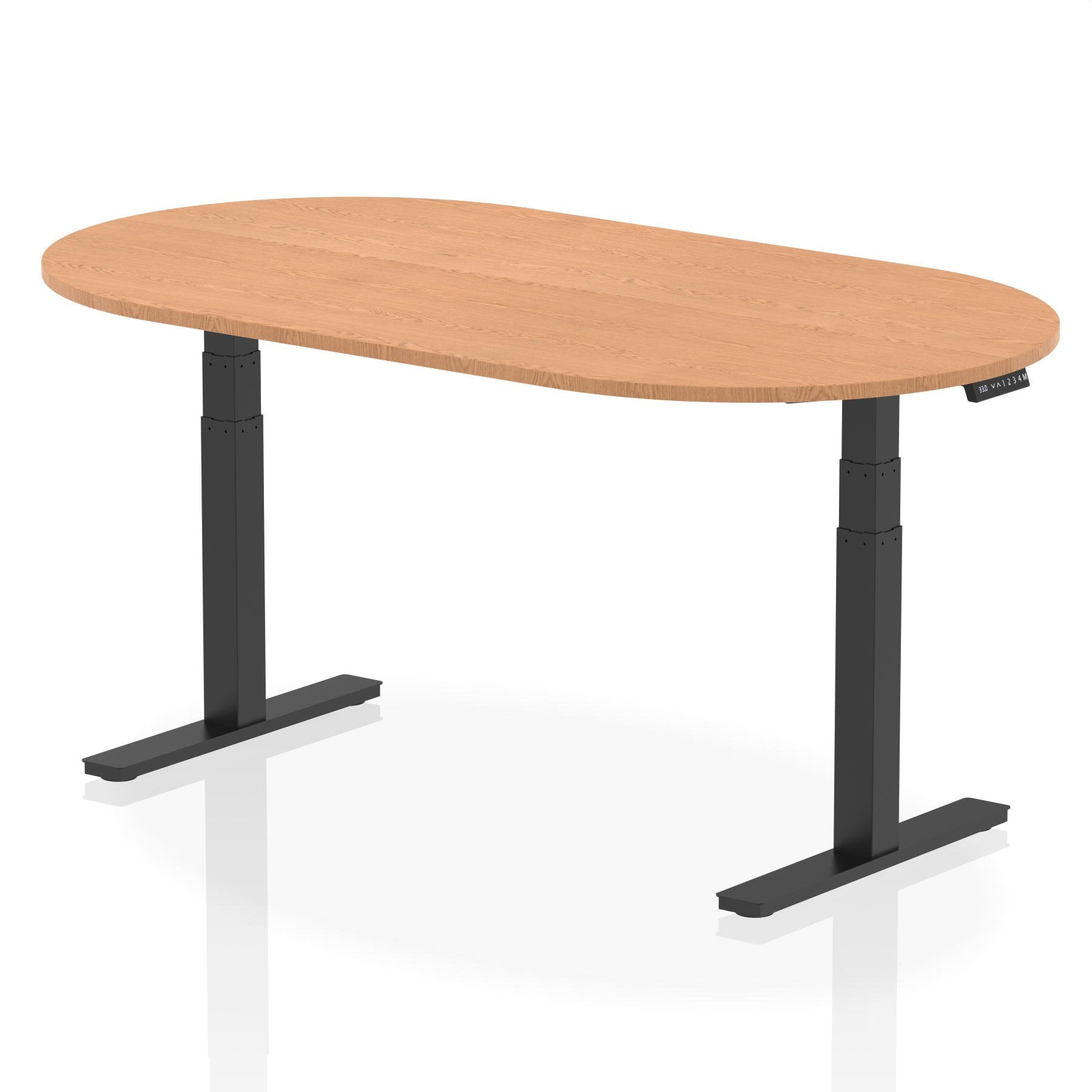 Dynamic Impulse W1800 x D1000 x H660-1310mm Height Adjustable Boardroom Table Oak Finish Black Frame - I005192 DD