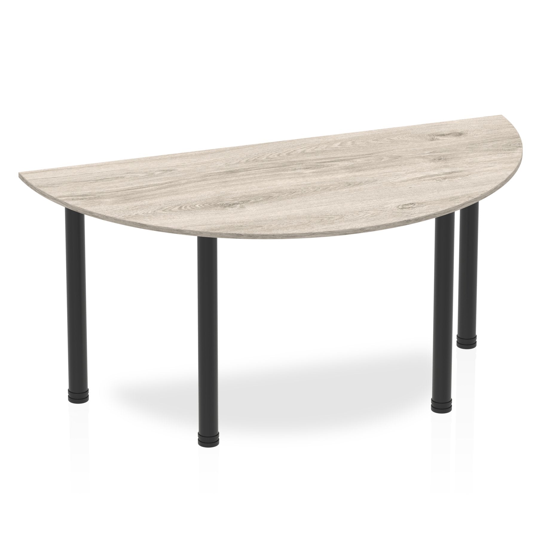 Dynamic Impulse 1600mm Semi Circle Table Grey Oak Top Black Post Leg BF00403 DD