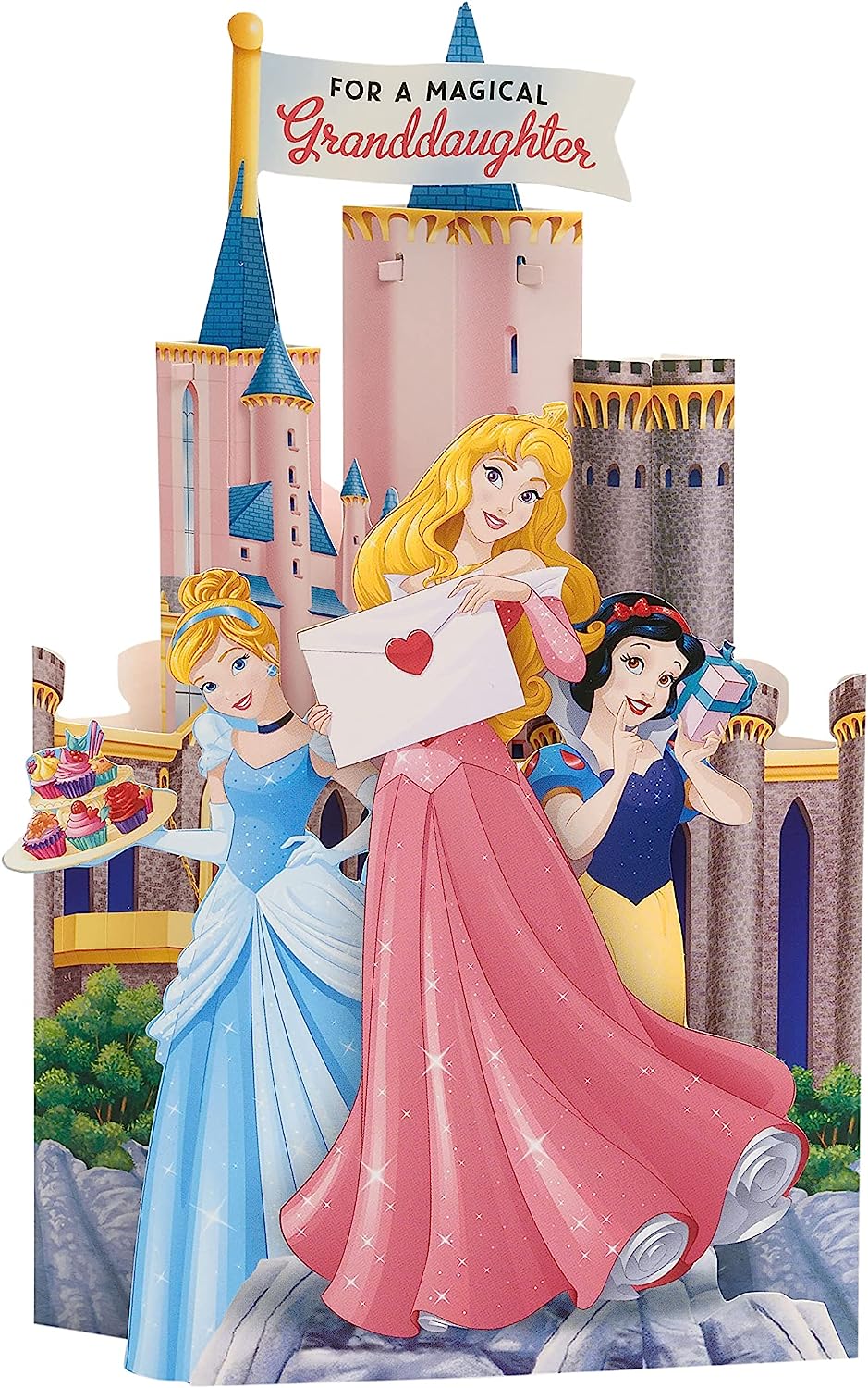 Disney Princess Granddaughter Build Your Own Castle and Includes Stickers! Birthday Card