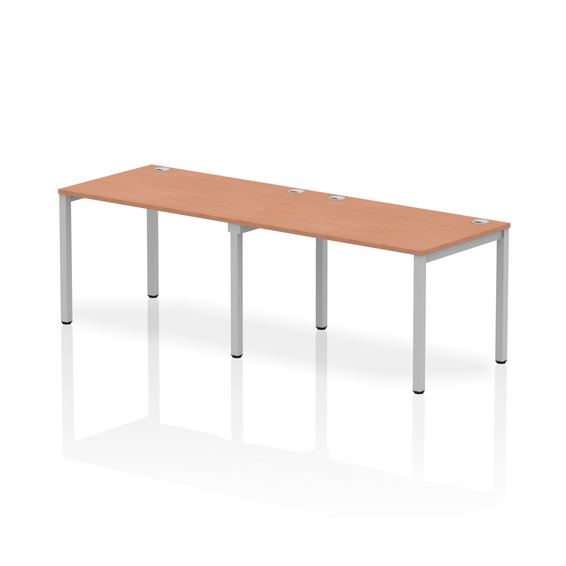 Impulse Single Row 2 Person Bench Desk W1200 x D800 x H730mm Beech Finish Silver Frame - IB00280 DD