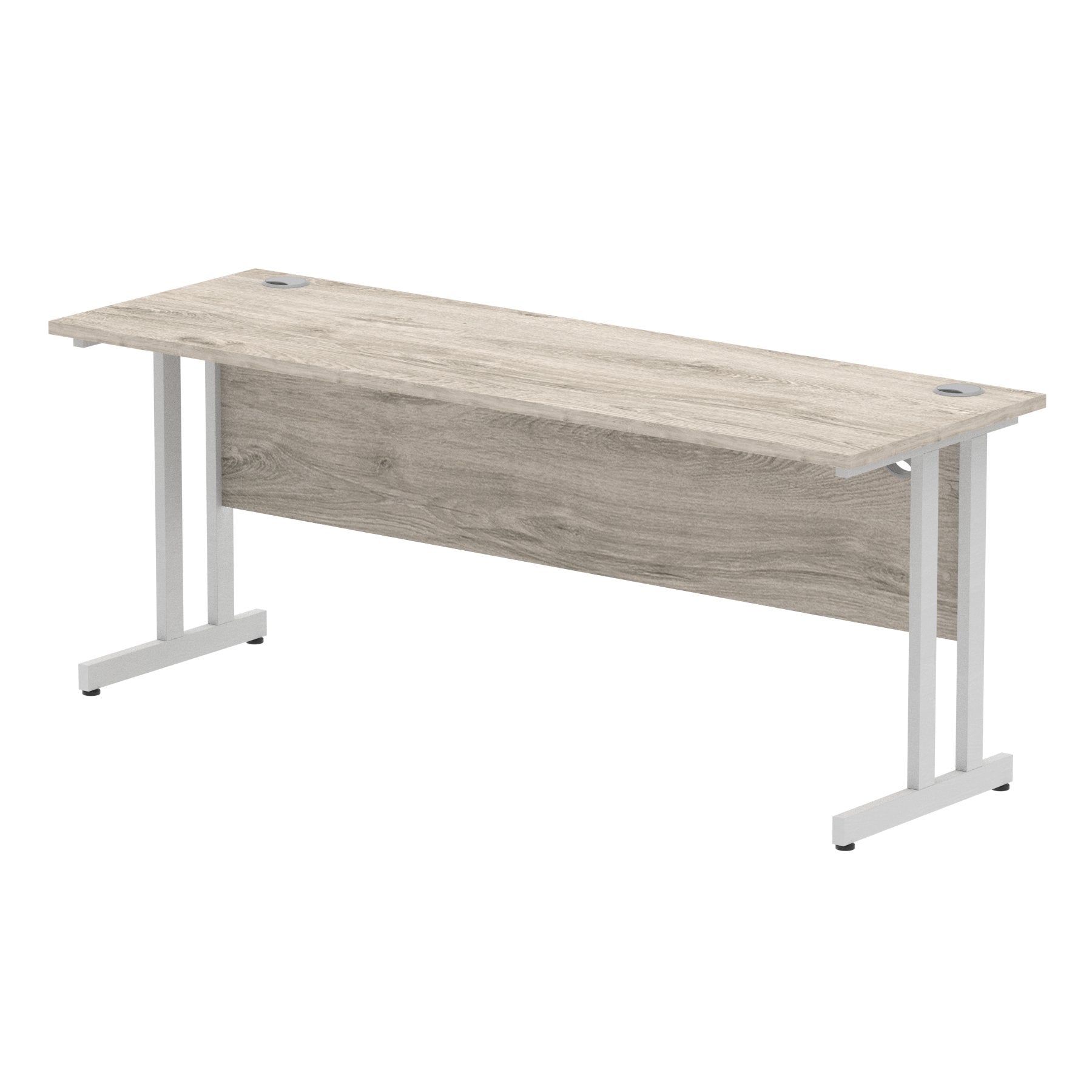 Impulse 1800 x 600mm Straight Desk Grey Oak Top Silver Cantilever Leg I003079 DD