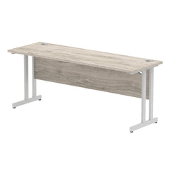 Impulse 1800 x 600mm Straight Desk Grey Oak Top Silver Cantilever Leg I003079 DD