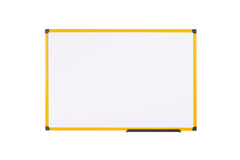 Bi-Office Ultrabrite Magnetic Lacquered Steel Whiteboard Yellow Aluminium Frame 1200x900mm MA0515177 DD