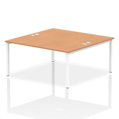 Impulse Back-to-Back 2 Person Bench Desk W1600 x D1600 x H730mm With Cable Ports Oak Finish White Frame - IB00133 DD