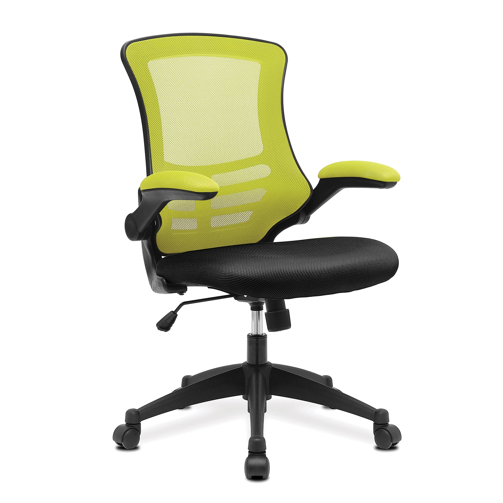 Nautilus Designs Luna Designer High Back Two Tone Mesh Task Operator Office Chair With Folding Arms & Black Shell Green/Black - BCM/T1302/GN DD
