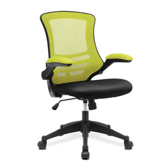 Nautilus Designs Luna Designer High Back Two Tone Mesh Task Operator Office Chair With Folding Arms & Black Shell Green/Black - BCM/T1302/GN DD