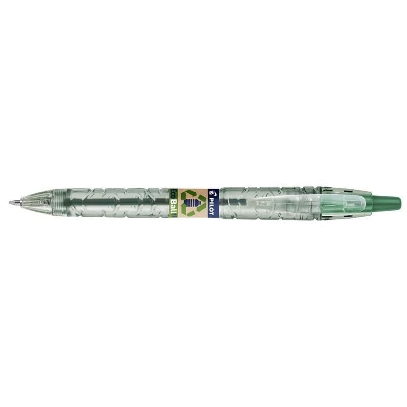 Pilot Ecoball Recycled Retractable Ballpoint Pen 1.0mm Tip 0.27mm Line Green (Pack 10) 4902505621611