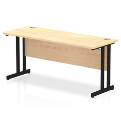 Impulse 1600 x 600mm Straight Desk Maple Top Black Cantilever Leg MI003241 DD