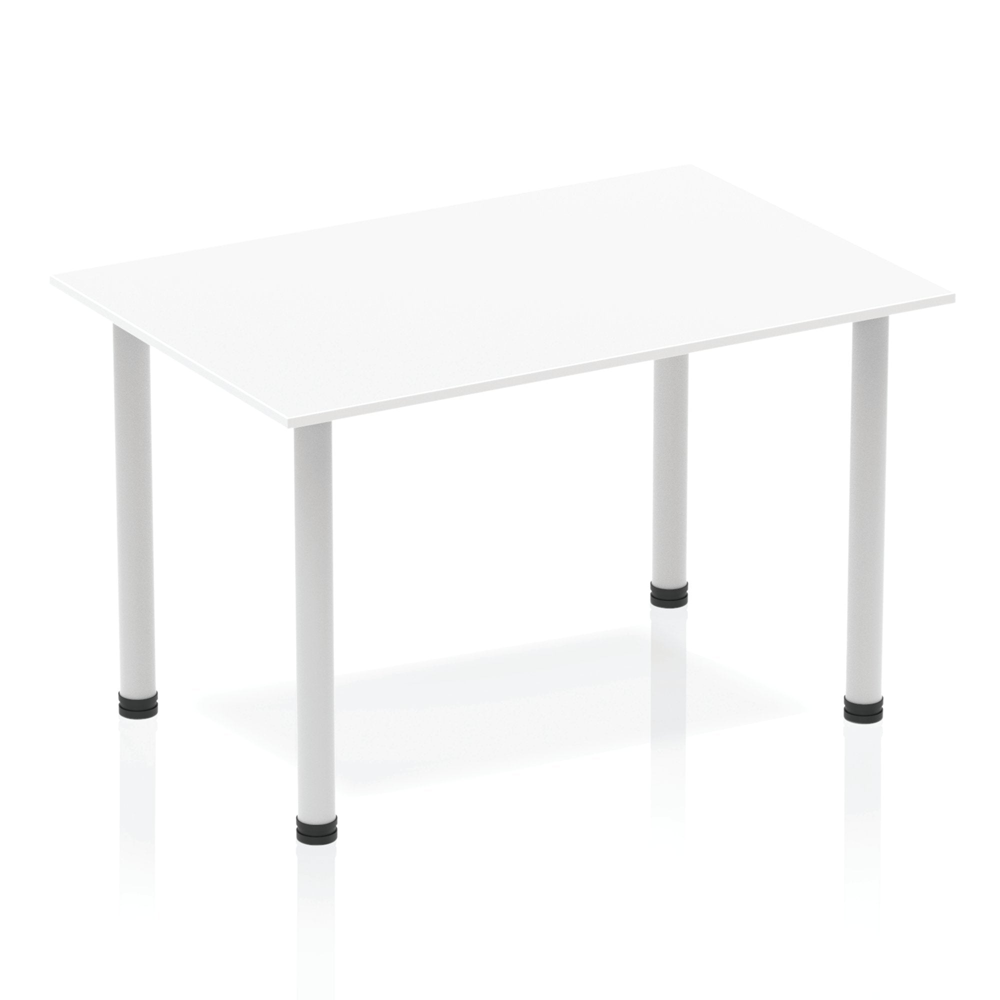 Impulse 1200mm Straight Table White Top Silver Post Leg BF00172 DD