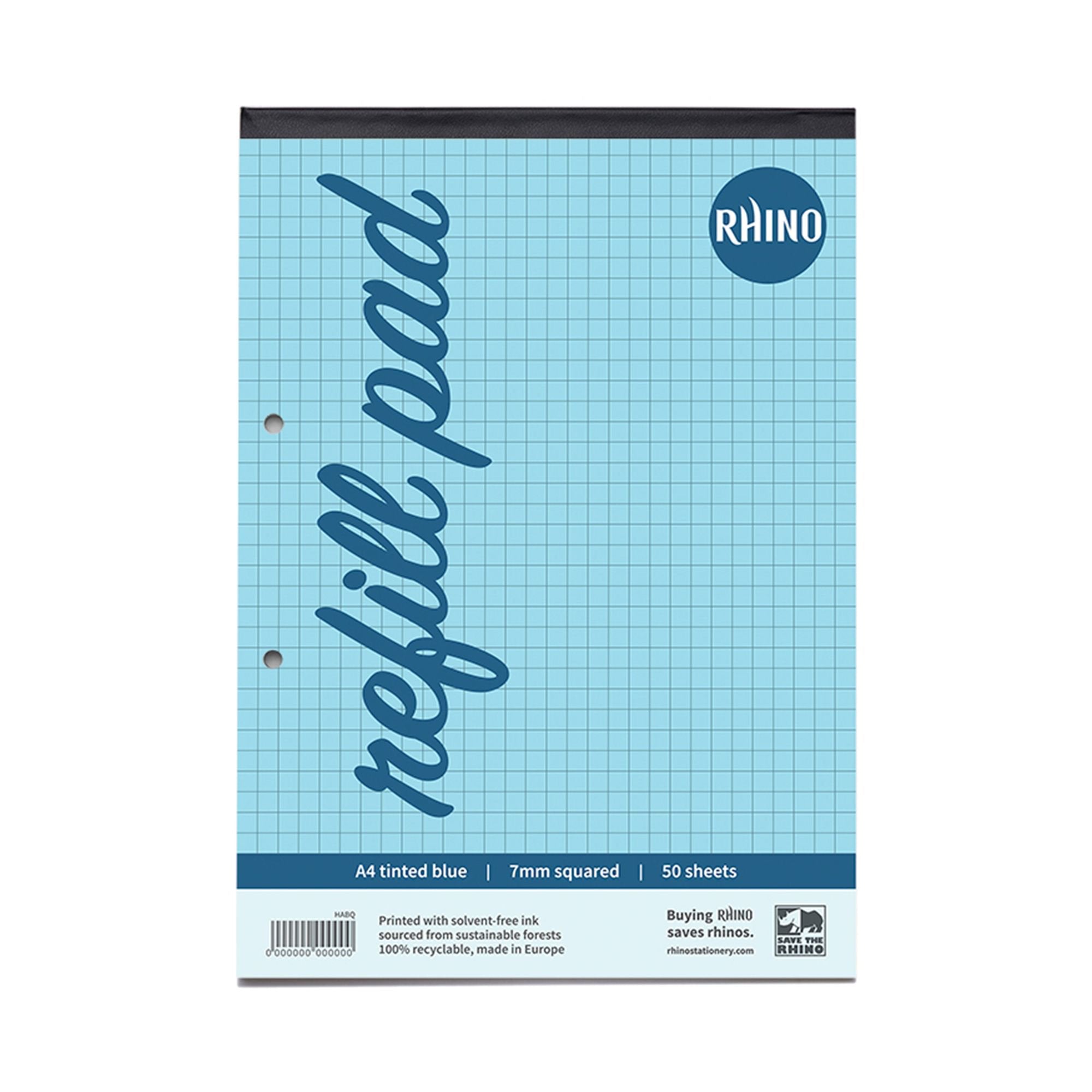 Rhino A4 Special Refill Pad 50 Leaf 7mm Squared Blue Tinted Paper (Pack 6) - HABQ-8 DD