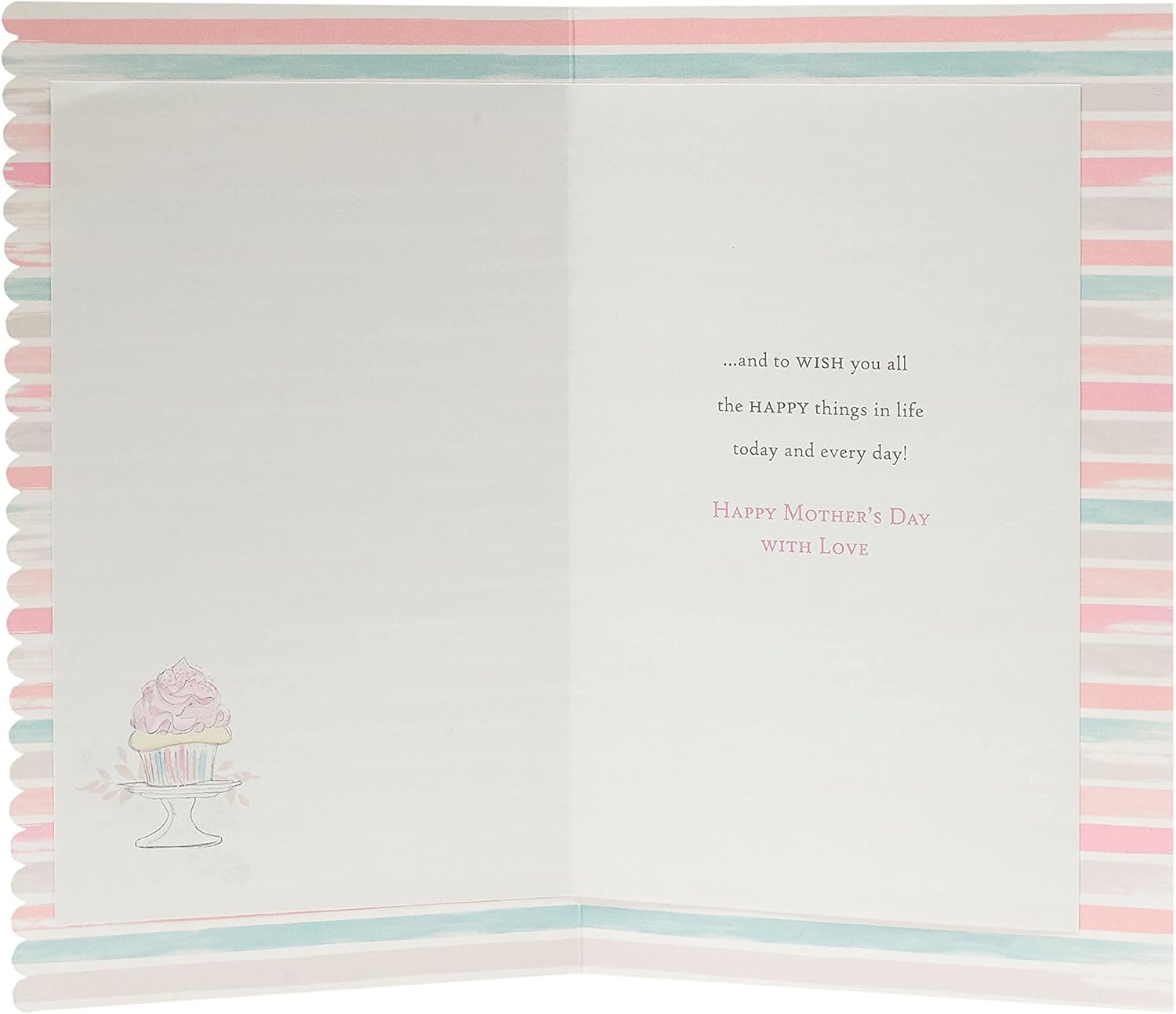 UK Greetings Mother's Day Card With Envelope - Cupcake Design, Pale
