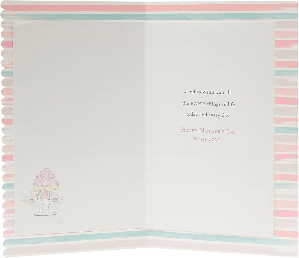 UK Greetings Mother's Day Card With Envelope - Cupcake Design, Pale