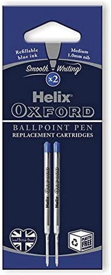 Helix Oxford Blue Ballpoint Pen Refills – Pack of 2