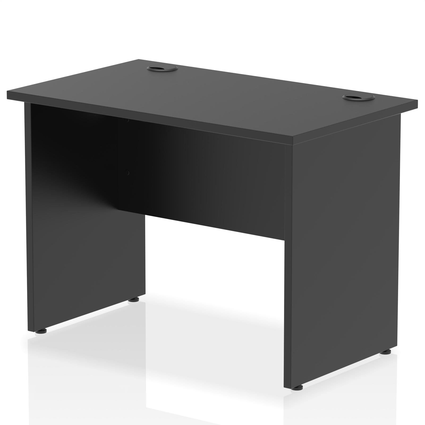 Dynamic Impulse W1000 x D600 x H730mm Slimline Straight Office Desk With Cable Management Ports Panel End Leg Black Finish - I004968 DD