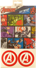 Marvel The Avengers Hero Gift Wrap 2 Sheets & 2 Gift Tags