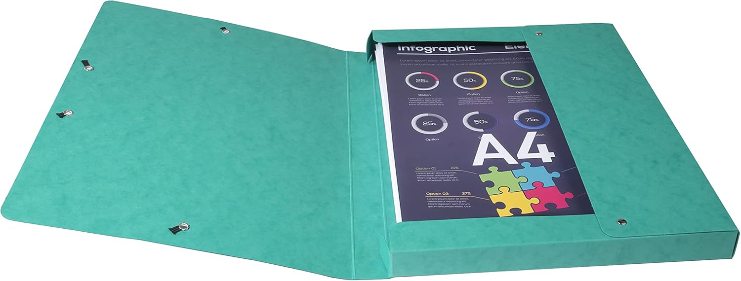 Exacompta - Ref 50300E - Elasticated Filing Archive Box - 270 x 340mm in Size, 25mm Spine, 600gsm Premium Pressboard, Elastic Closure - Assorted Colours