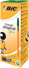 Bic Orange Ballpoint Pen 0.8mm Tip 0.30mm Line Green (Pack 20) - 1199110113