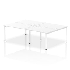 Impulse Back-to-Back 4 Person Bench Desk W1200 x D1600 x H730mm With Cable Ports White Finish White Frame - IB00147 DD