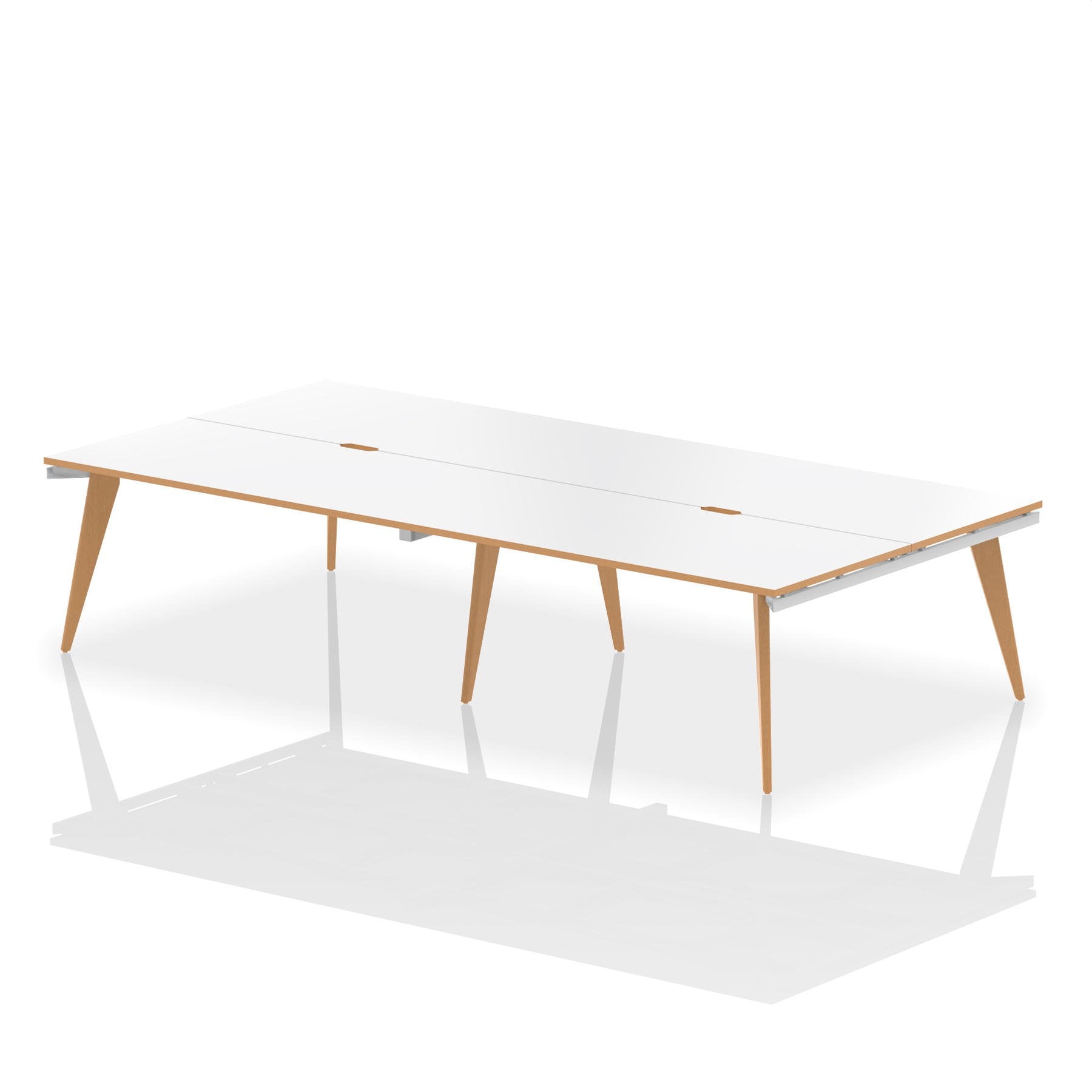 Oslo 1600mm Back to Back 4 Person Desk White Top Natural Wood Edge White Frame OSL0110 DD