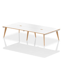 Oslo 1600mm Back to Back 4 Person Desk White Top Natural Wood Edge White Frame OSL0110 DD